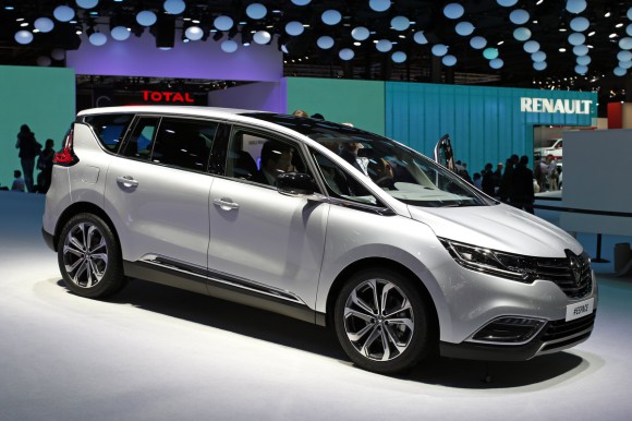 A new Renault Espace car is displayed on media day at the Paris Mondial de l'Automobile